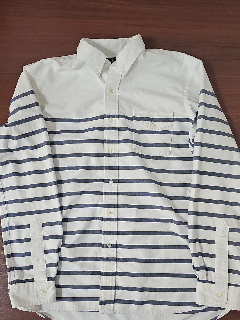 Ralph Lauren White and Navy Striped Button-Down Shirt